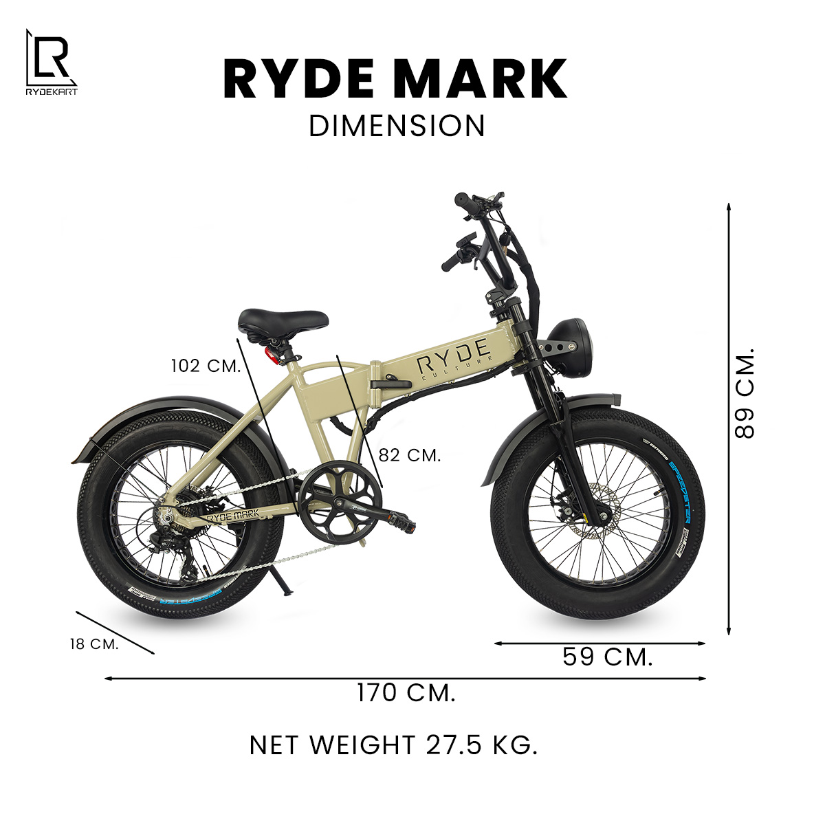 จักรยานไฟฟ้า Rydekart รุ่น Ryde Mark - สีครีม_1